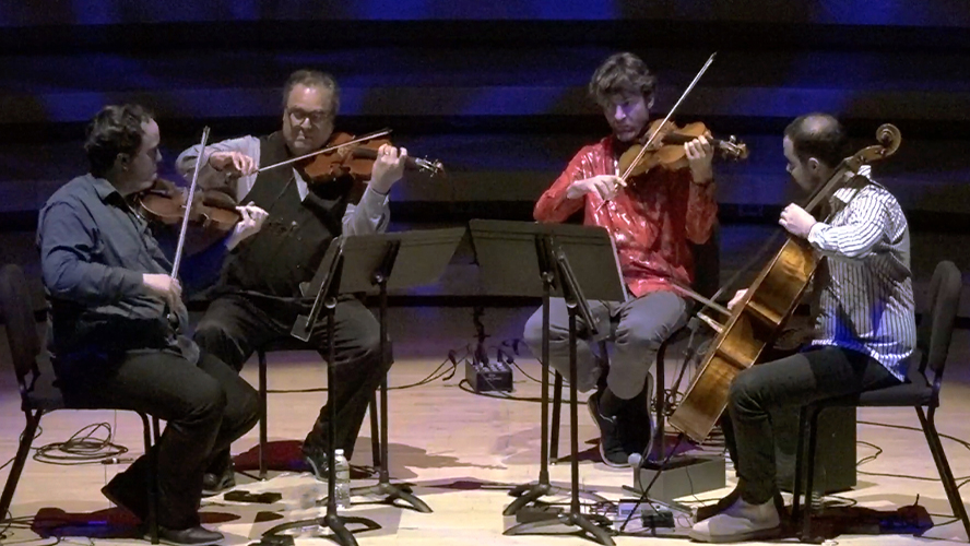 Picture of four musicians on the Schwartz Center stage