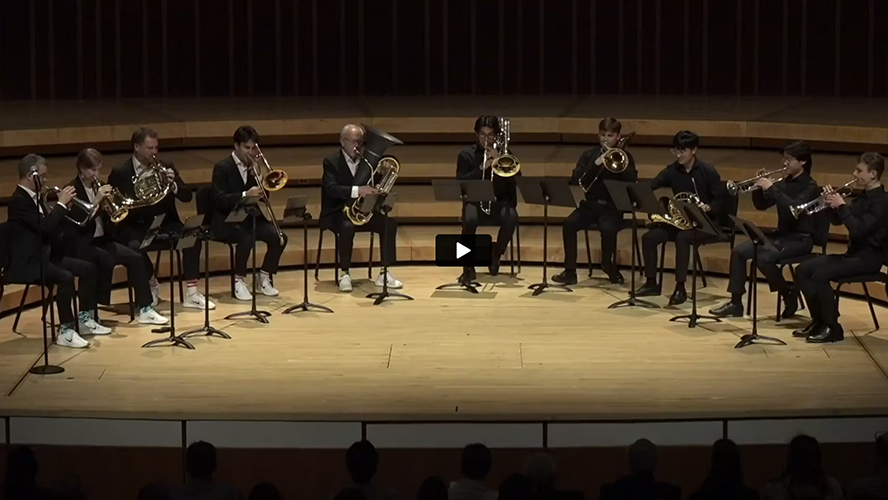Canadian Brass ensemble with five Emory brass students